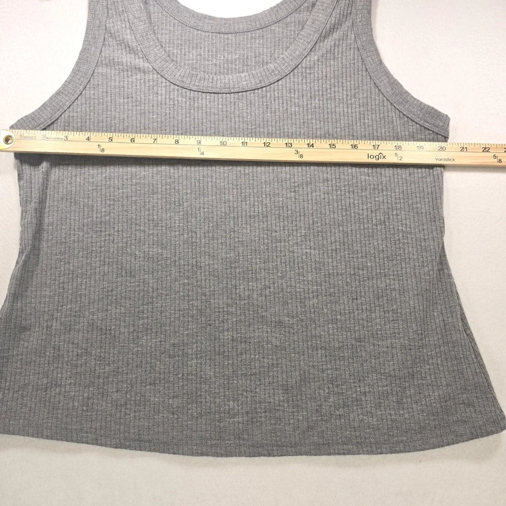 Grey Ribbed Knit Tank Top Scoop Neck Sleeveless Stretch Cami XXL M8M293 - Picture 4 of 7